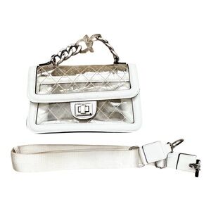 ALBERTO White & Clear w/Silver Hardware Handbag Crossbody Purse